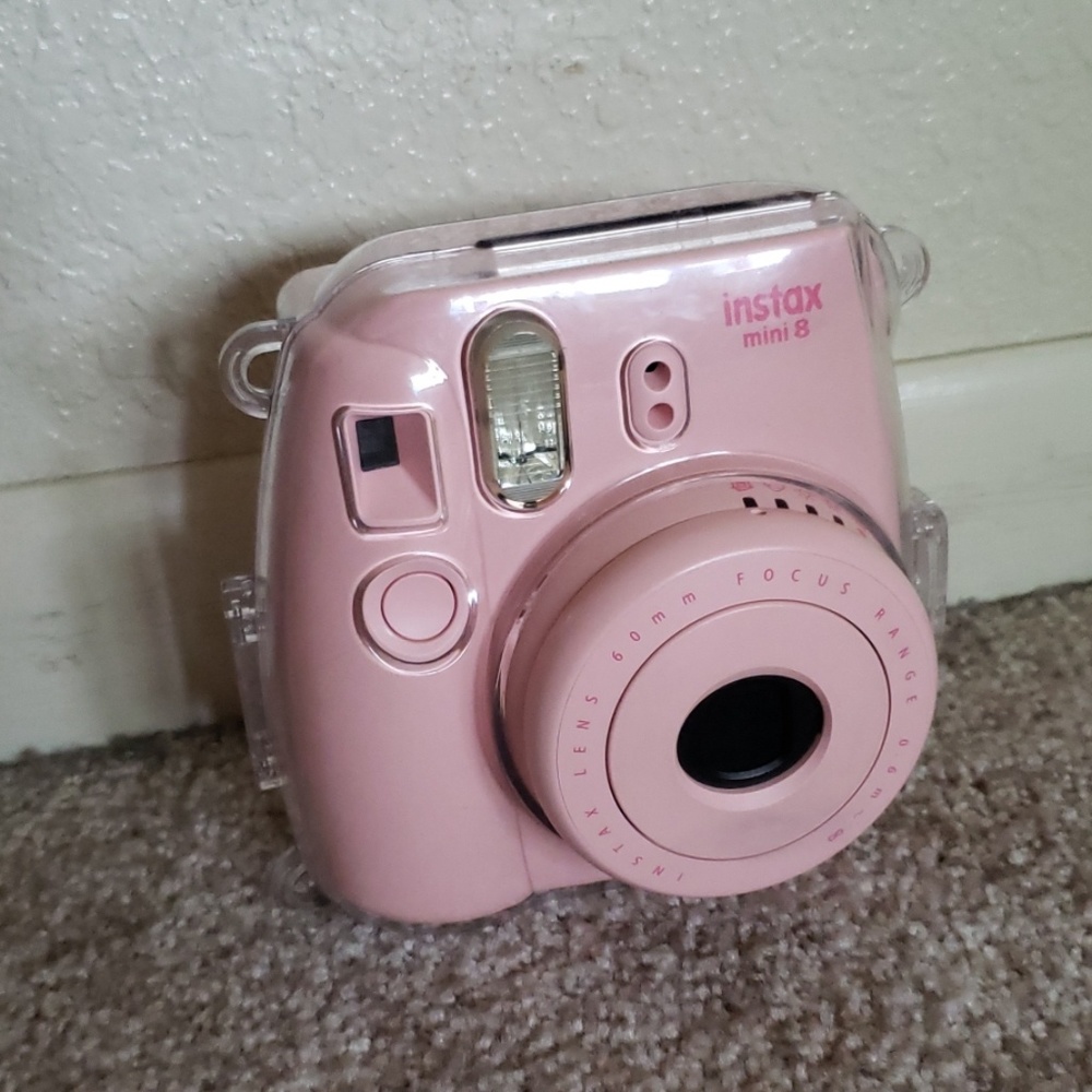 Pink Fujifilm Instax Mini 8 w/ Clear Case